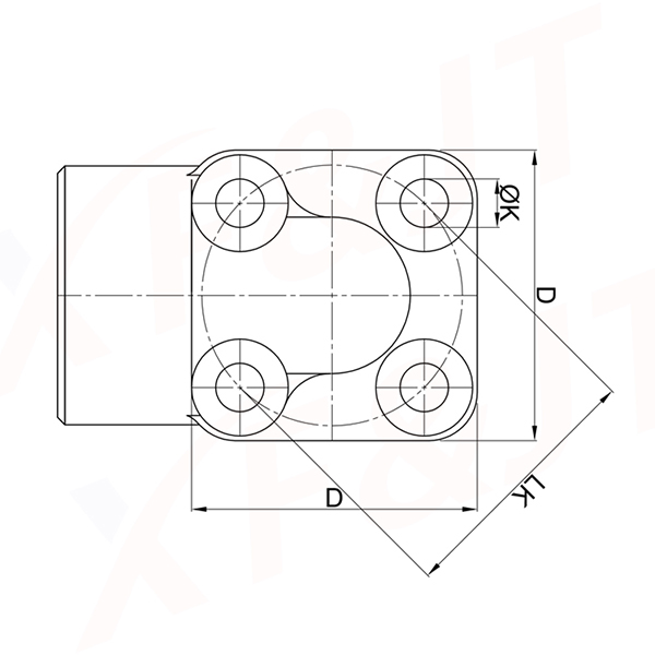 Pump flange connection 90° with female BSPP thread